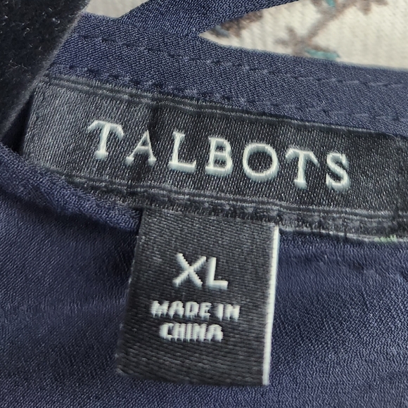 Women's Talbots Zip-Up Navy Criss Cross Back Blouse - Picture 2 of 6